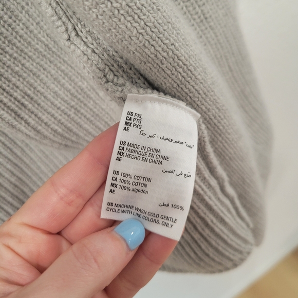 Charter Club Gray Open Cardigan Sweater PXL 100% Cotton Rolled Sleeve Pockets - Picture 3 of 5